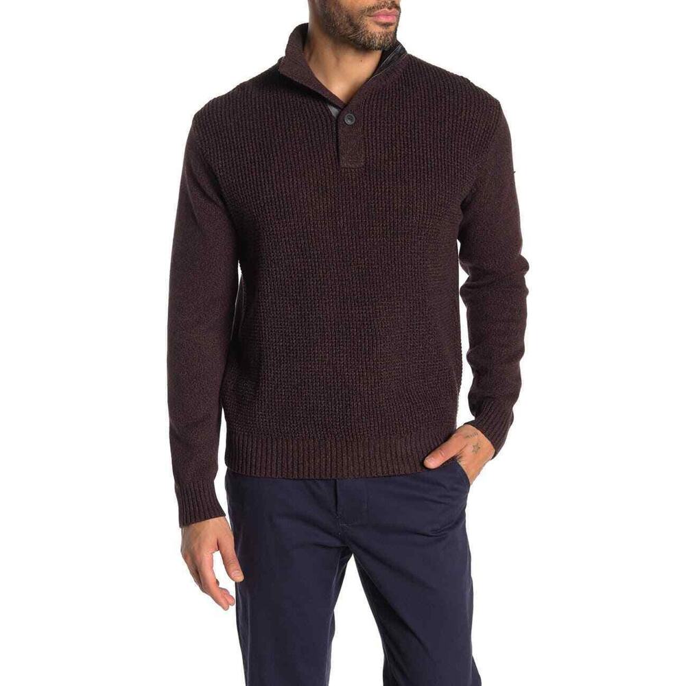 Weatherproof Quarter Button Knit Sweater Size L